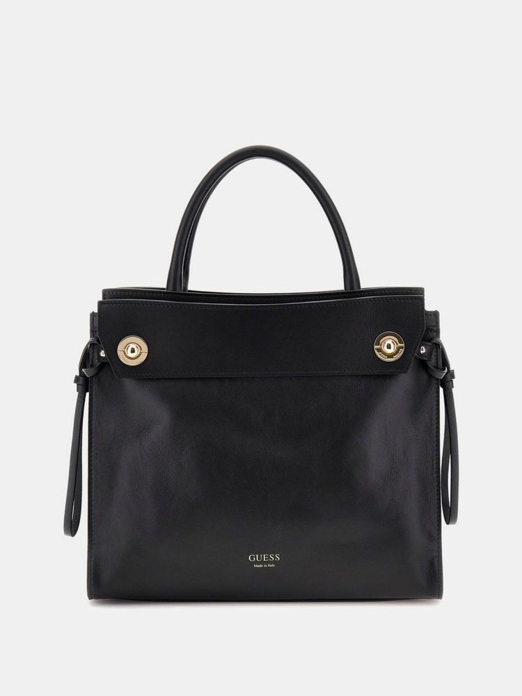 guess fashion Guess Black Solid Jolie Satchel Bag with Detachable Strap-picture-30
