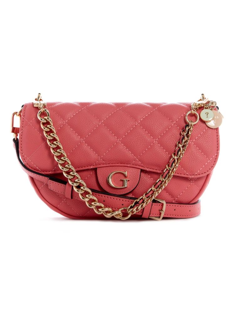 Guess Apricot Quilted Gillian Flap Crossbody Sling Bag With Detachable Strap-image-17