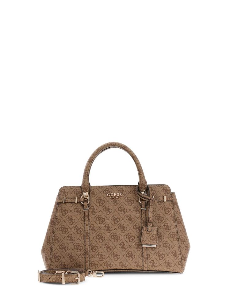guess fashion Guess Women's Latte Printed Pu Leona Logo Satchel Bag With Detachable Strap-picture-25