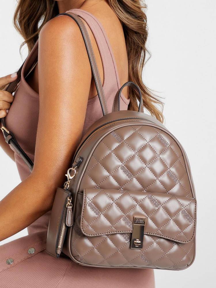 guess fashion Guess Dark Taupe Quilted Vandemark Backpack-picture-11