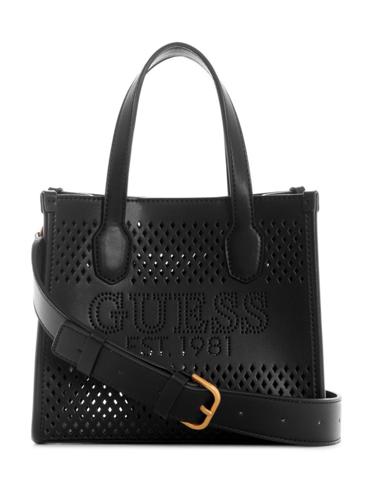 guess fashion Guess Black Cutwork Design Katey Perf Mini Tote Bag with Detachable Strap-picture-13