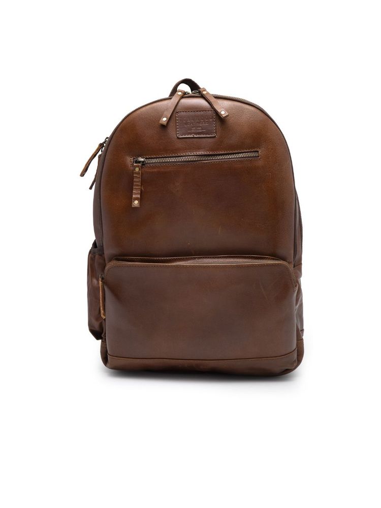 Teakwood Unisex Tan Brown Solid Leather Backpack-picture-19