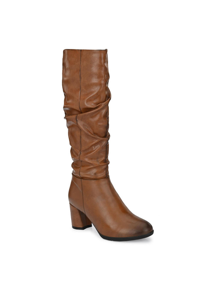 Delize Womens Brown Knee Length Chelsea Boots (EURO 36)-image-4