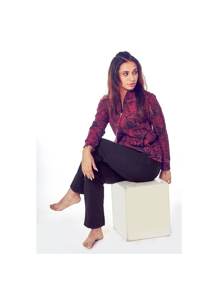 July Nightwear Winter Collection For Women Plum Fleece Track Suit with Zipper-image-16