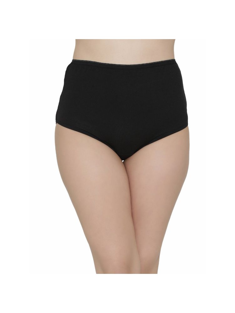 Clovia Cotton Maternity High Waist Hipster-Black-image-10