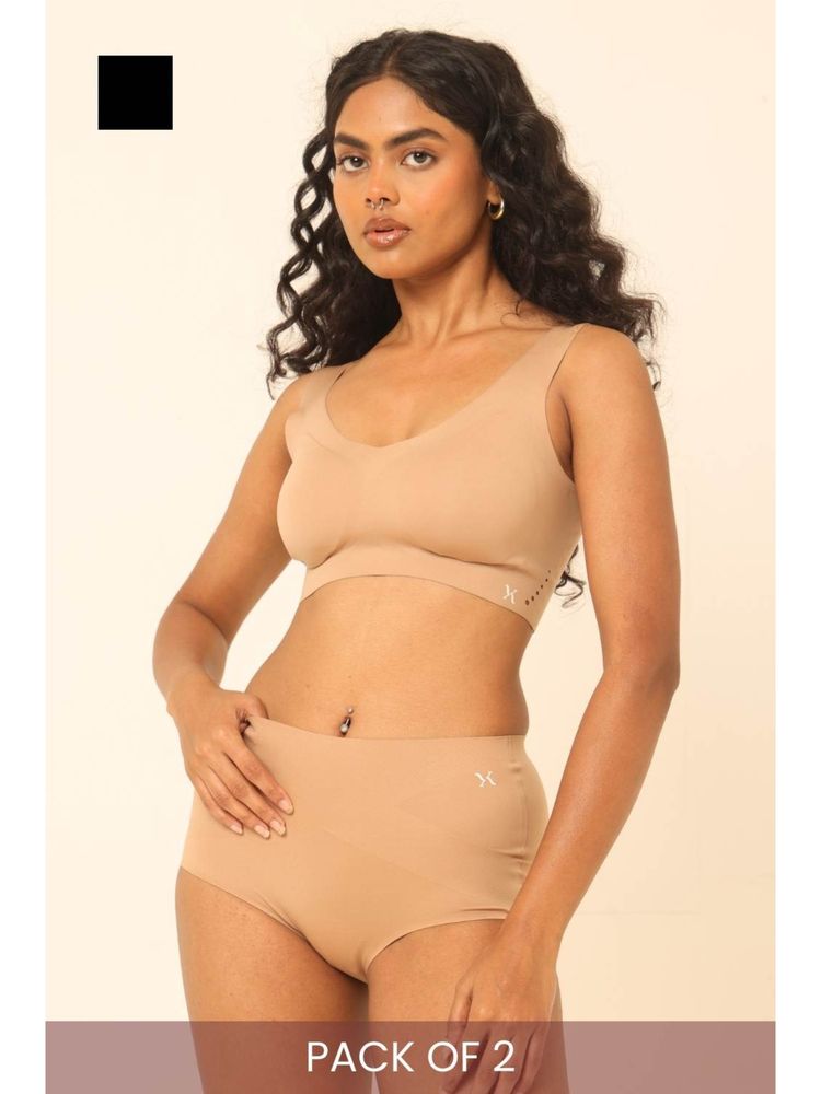 Krvvy High Rise Seamless Shaping Briefs Multi-Color (Pack of 2)-image-4