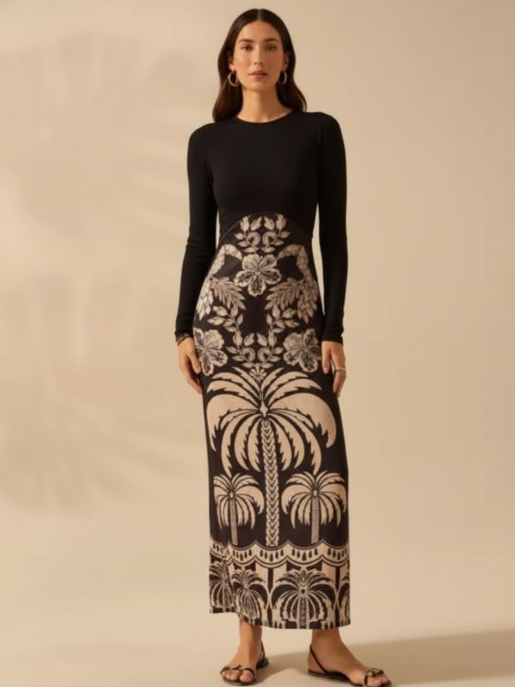 WomanLikeU Black Full Sleeve Stretchable Maxi Dress-picture-37