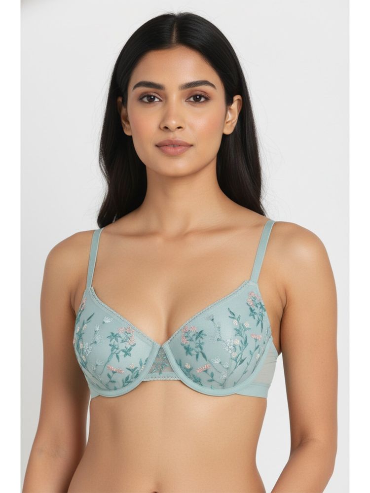 Zivame Padded Wired Medium Coverage T-Shirt Bra - Green-picture-31