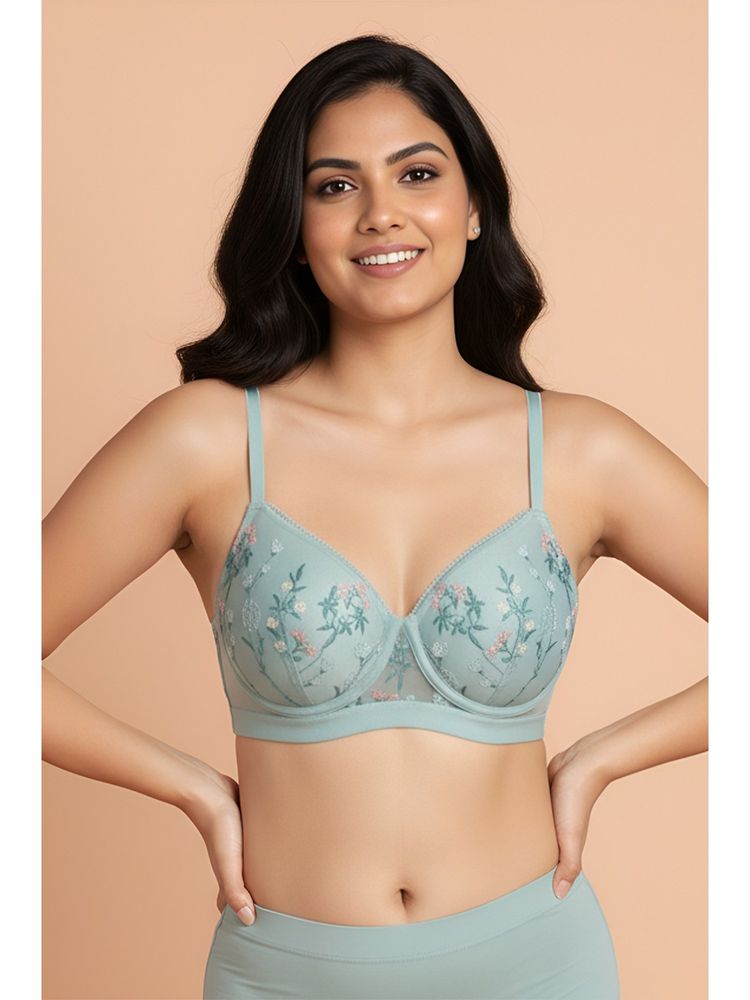Zivame Padded Non Wired Medium Coverage T-Shirt Bra - Green-picture-33