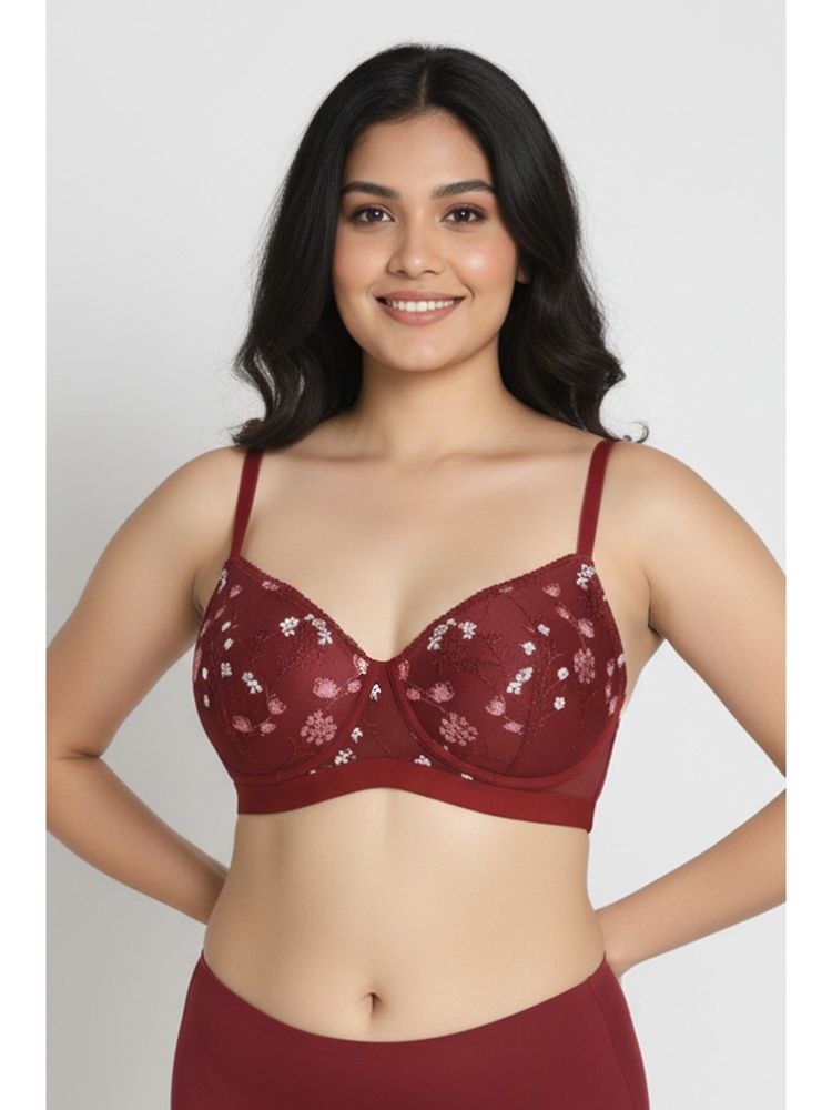 Zivame Padded Non Wired Medium Coverage T-Shirt Bra - Maroon-picture-28