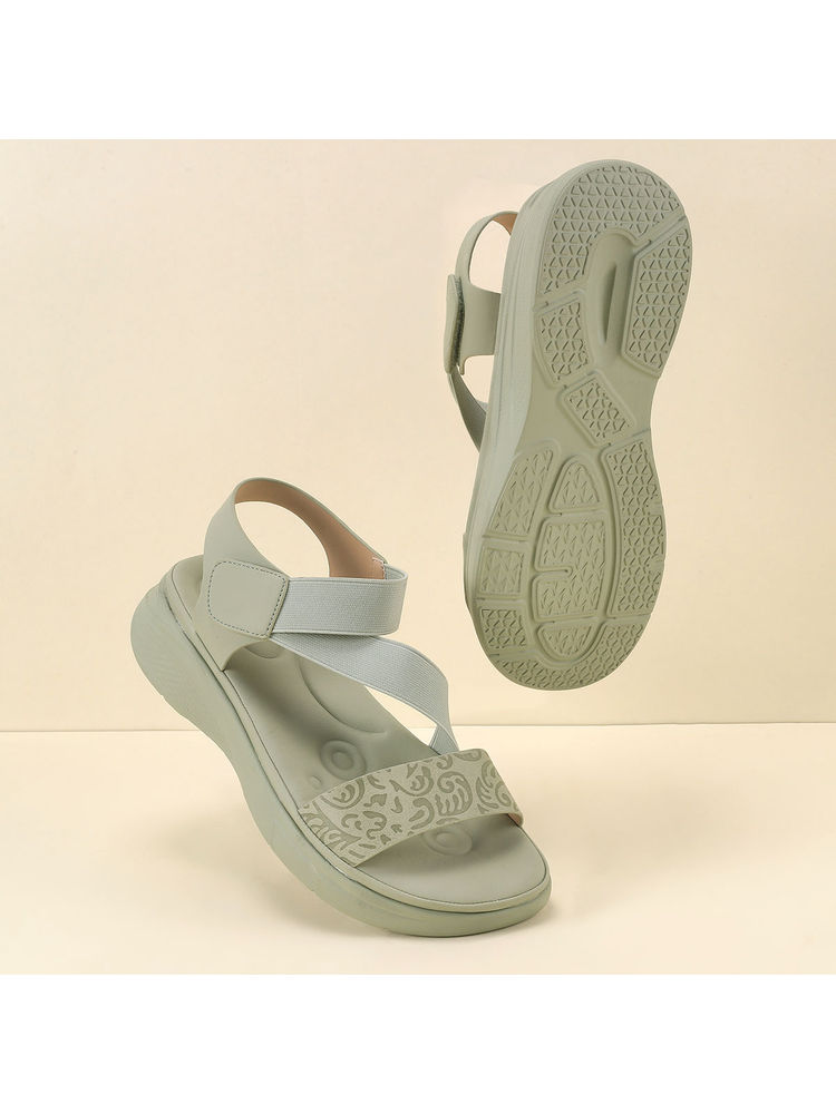Mochi Green Synthetic Sandals-image-6