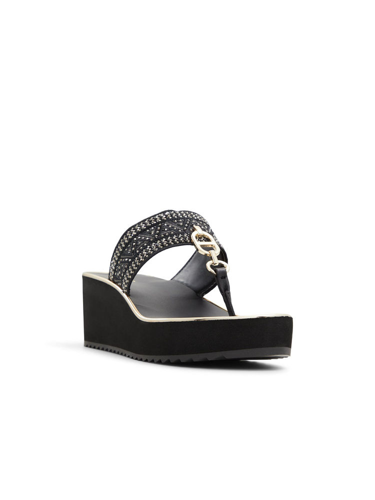 Aldo Black Textile Wedges Heels-picture-20