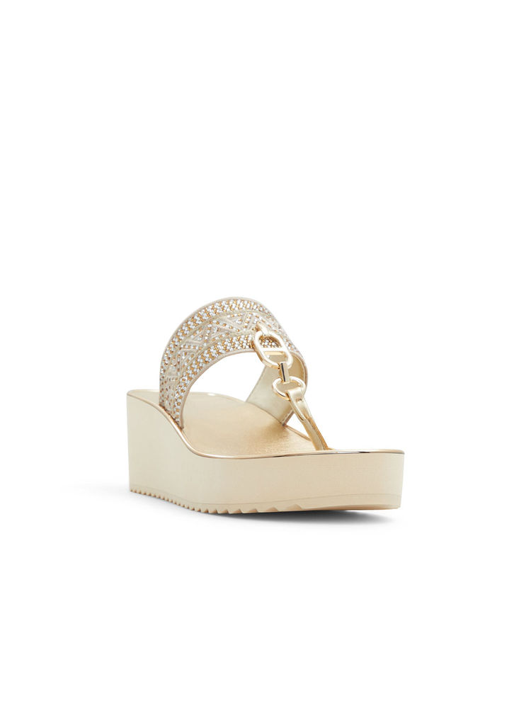 Aldo Gold Textile Wedges Heels-image-12