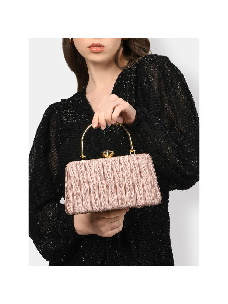 Lavie Womens Rose Gold Tara Framed Clutch with Detachable Strap (S)-picture-10