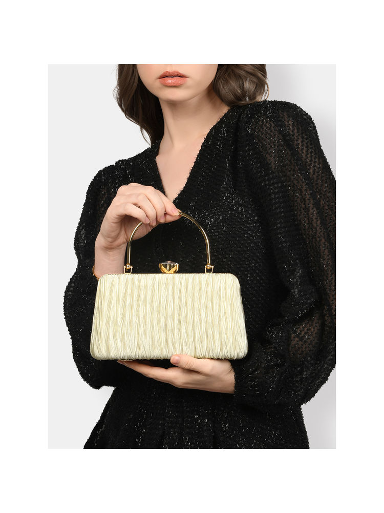 Lavie Womens Gold Tara Framed Clutch with Detachable Strap (S)-image-14