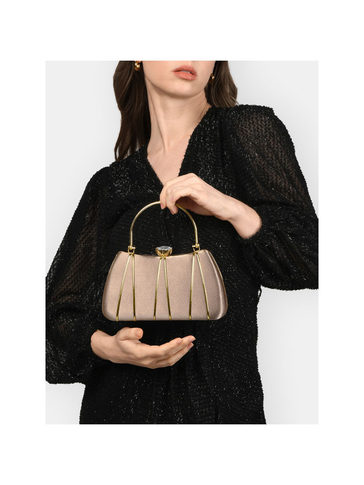 Lavie Womens Rose Gold Star Framed Clutch with Detachable Strap (S)