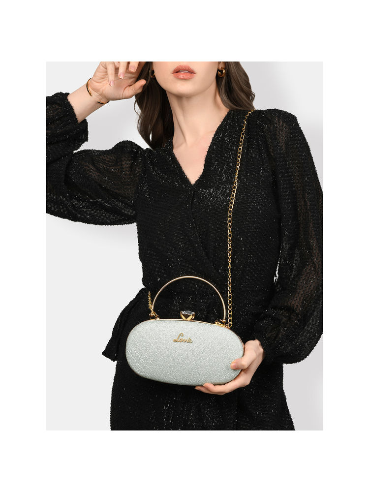 Lavie Womens Silver Jazz Framed Clutch with Detachable Strap (S)-image-20