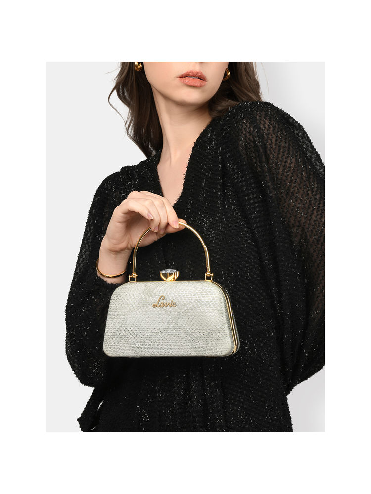 Lavie Womens Grey Twink Framed Clutch with Detachable Strap (S)-picture-31