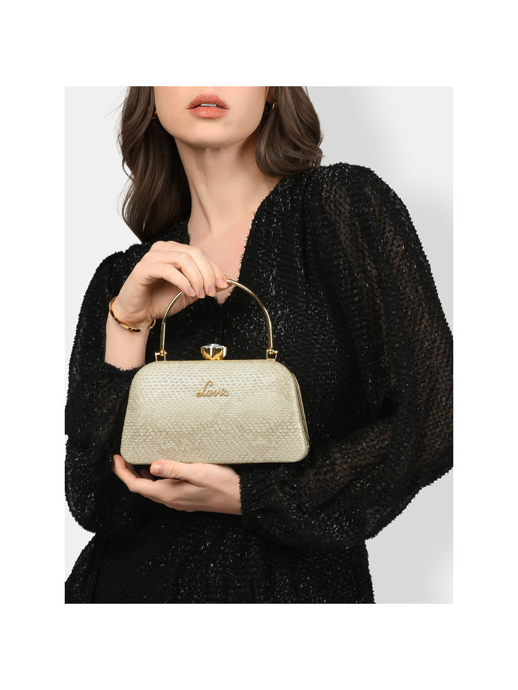 Lavie Womens Beige Twink Framed Clutch with Detachable Strap (S)-picture-11