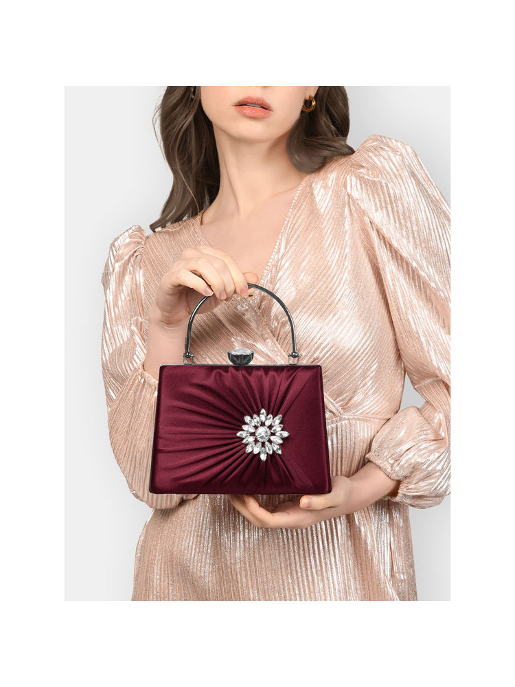 Lavie Womens Wine Ivy Framed Clutch with Detachable Strap (S)-image-18