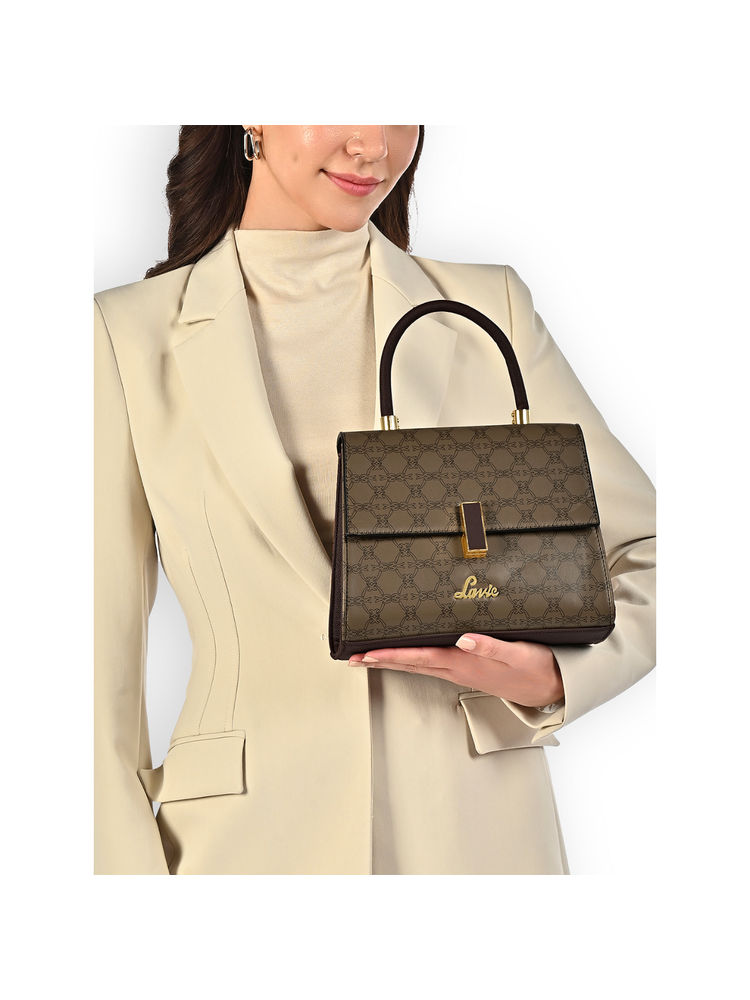 Lavie Womens Brown Monoprint Gypsy Flap Satchel with Detachable Strap (M)