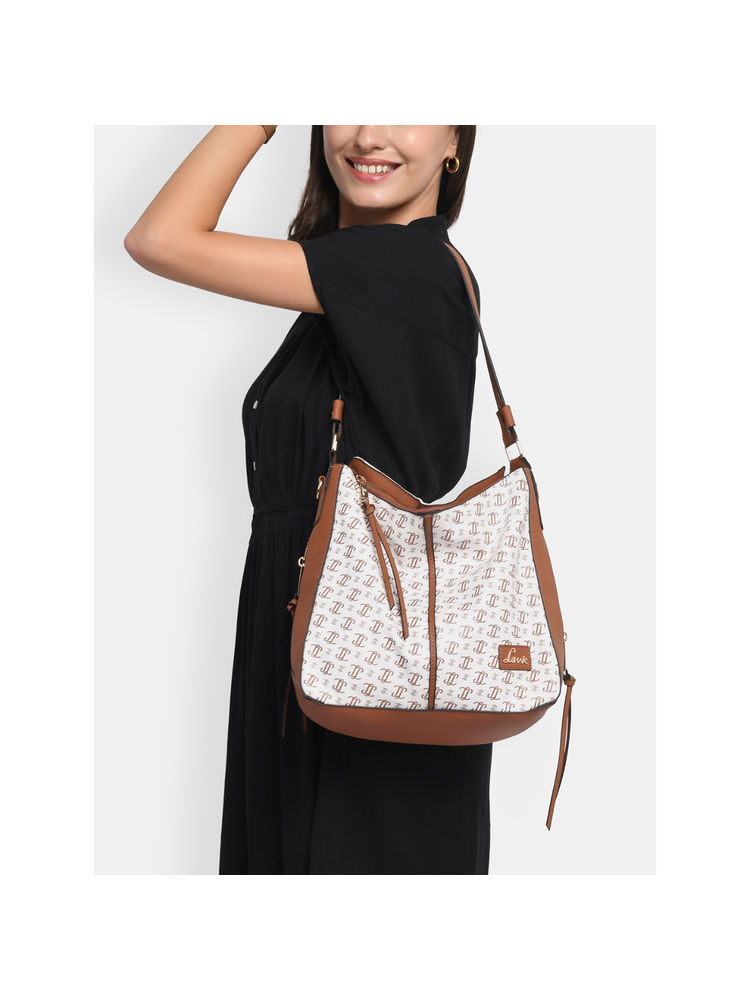 Lavie Womens White Clair Hobo Handbag with Detachable Strap (L)-image-49