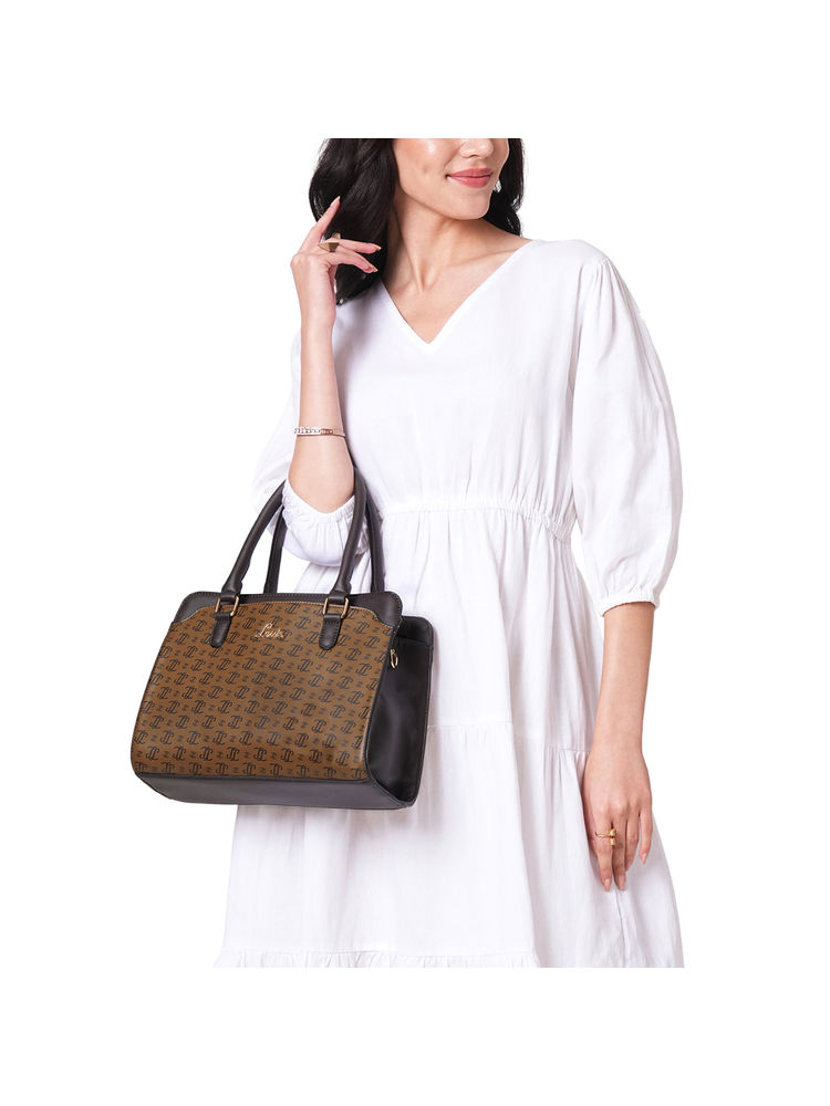 Lavie Womens Brown Mono Ll Nelly 3C Satchel with Detachable Strap (M)