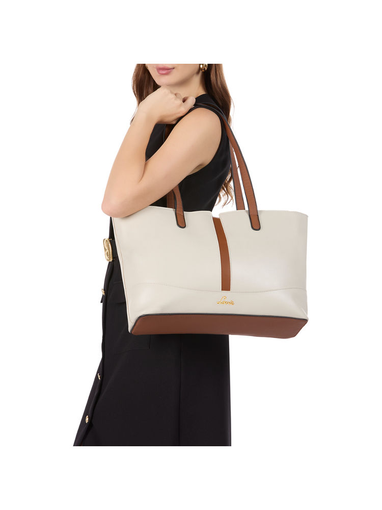 Lavie Womens Off White Lyla Colorblock Tote Bag (L)-picture-13