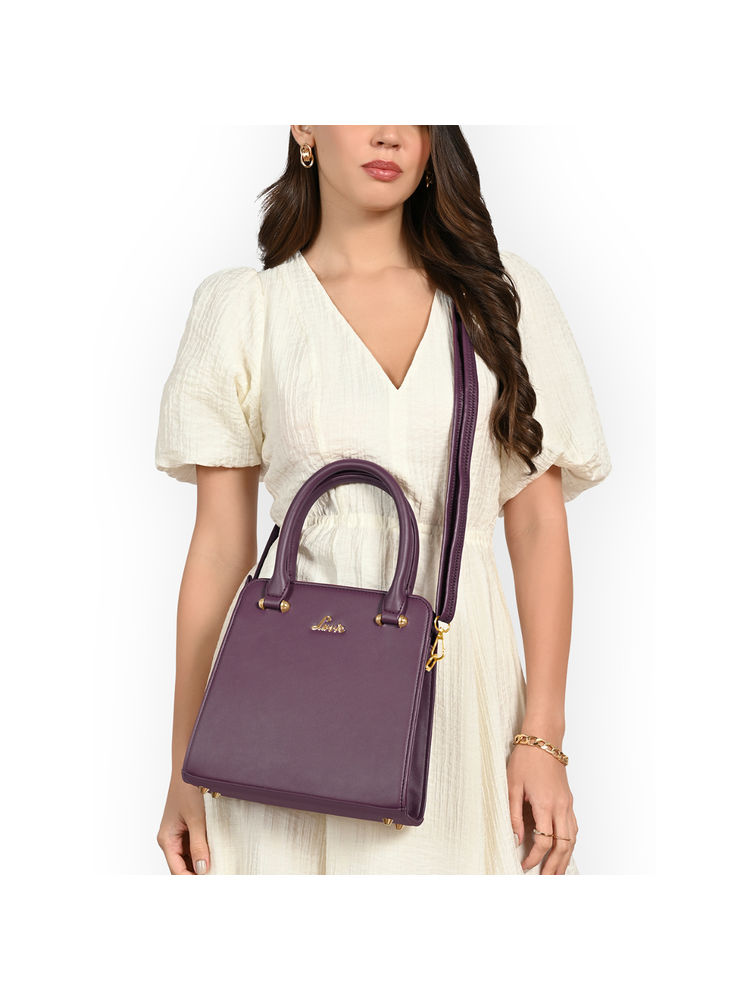 Lavie Womens Purple Ushawu Satchel with Detachable Strap (S)-image-13