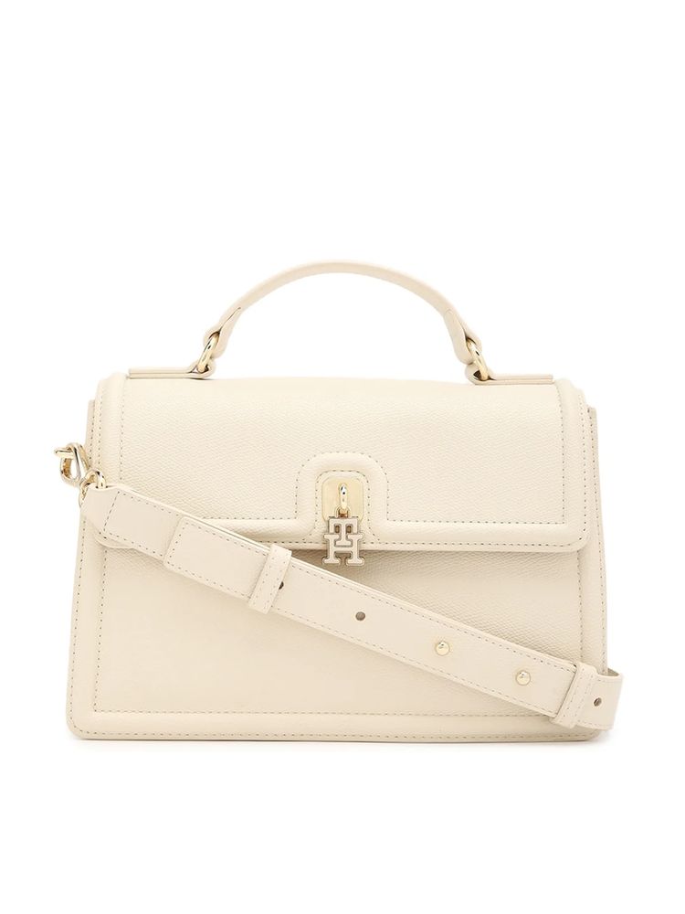 tommy hilfiger accessories Tommy Hilfiger Solid Cream PU Handbag with Detachable Strap-picture-17