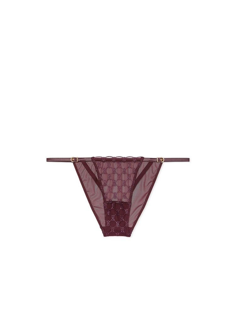 victoria's secret intimates Victoria's Secret Very Sexy VS Logo Embroidery String Bikini Panty - Wine-picture-29