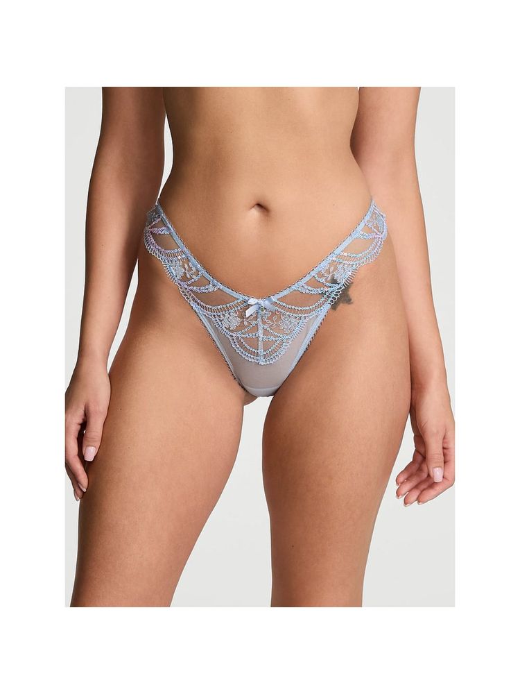 Victoria's Secret Dream Angels Iridescent Embroidery Brazilian Panty - Blue-image-16