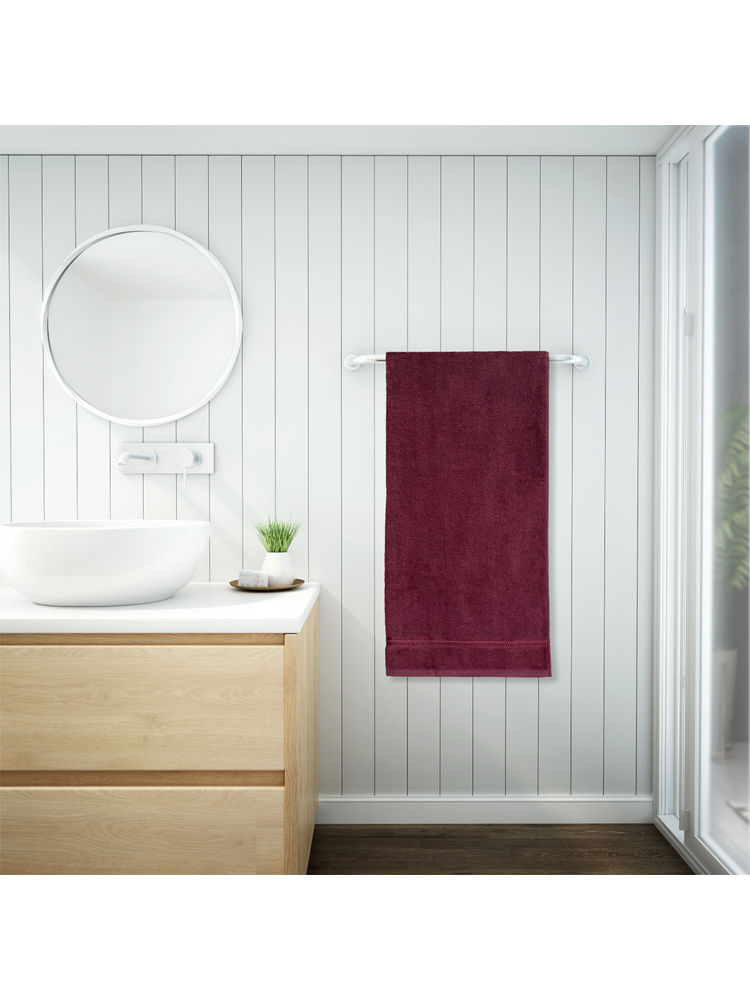 Welspun Cotton Anti Bacterial 380 GSM Wine Bath Towel (75X150 Cm)-image-22