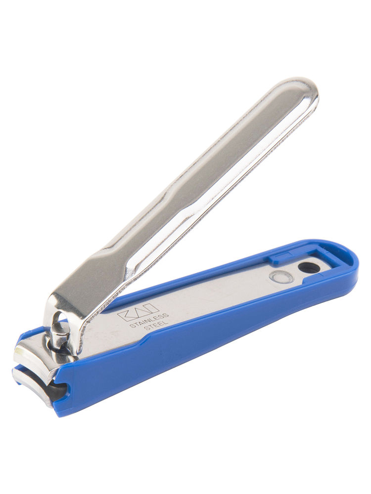 Kai Tsumekiri Stainless Steel Nail Cutter with Curved Blade And Nail Tray - Blue