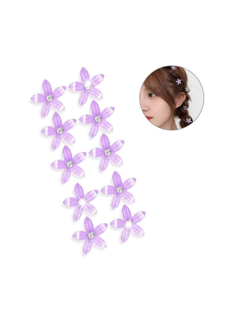 Matra Flower Hair Clips Small Clutchers Purple - Set Of 10-image-44