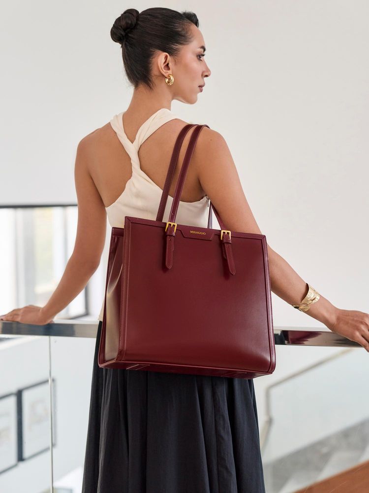 MIRAGGIO Judith 14 Inch Tote Bag - Wine (L)-image-43