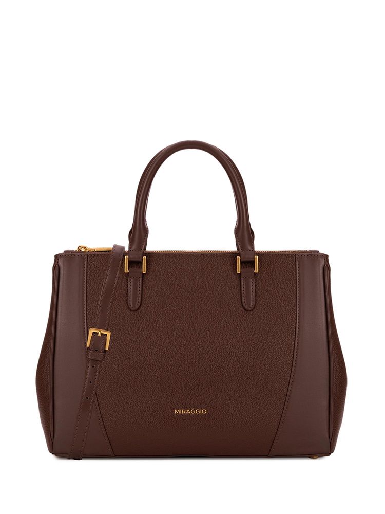 MIRAGGIO Tora Top Handle Bag With Detachable Strap - Brown (M)-image-29
