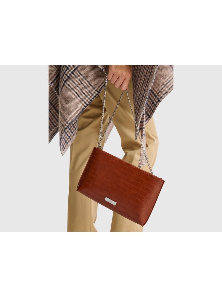 united colors of benetton fashion United Colors of Benetton Women Polyester Textured Croc-Effect Sling Bag - Brown-picture-21