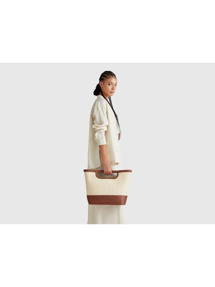 United Colors of Benetton Women Textured Raffia Tote Bag with Detachable Strap-image-23