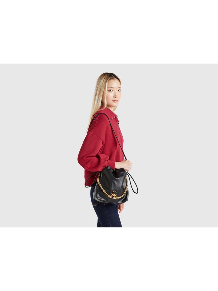 united colors of benetton fashion United Colors of Benetton Women Solid Sling Bag with Detachable Strap - Black-picture-16