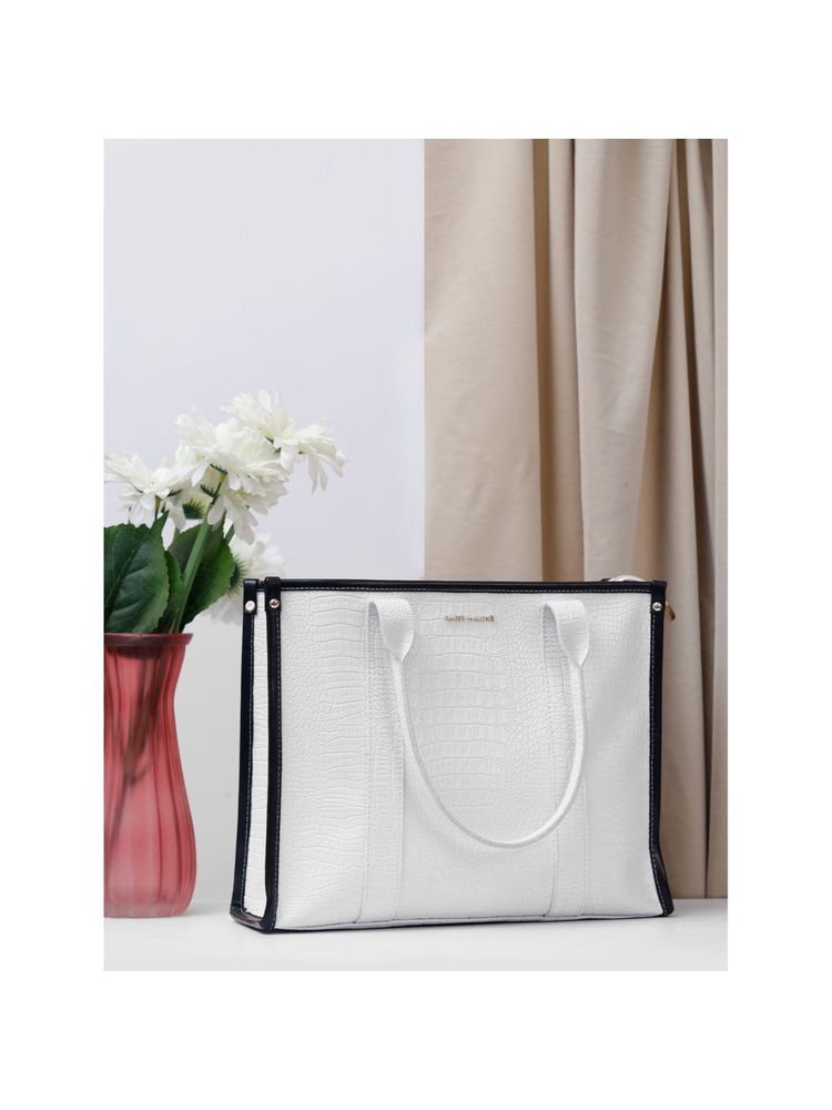 Bagsy Malone Women Solid White Tote Bag-image-11