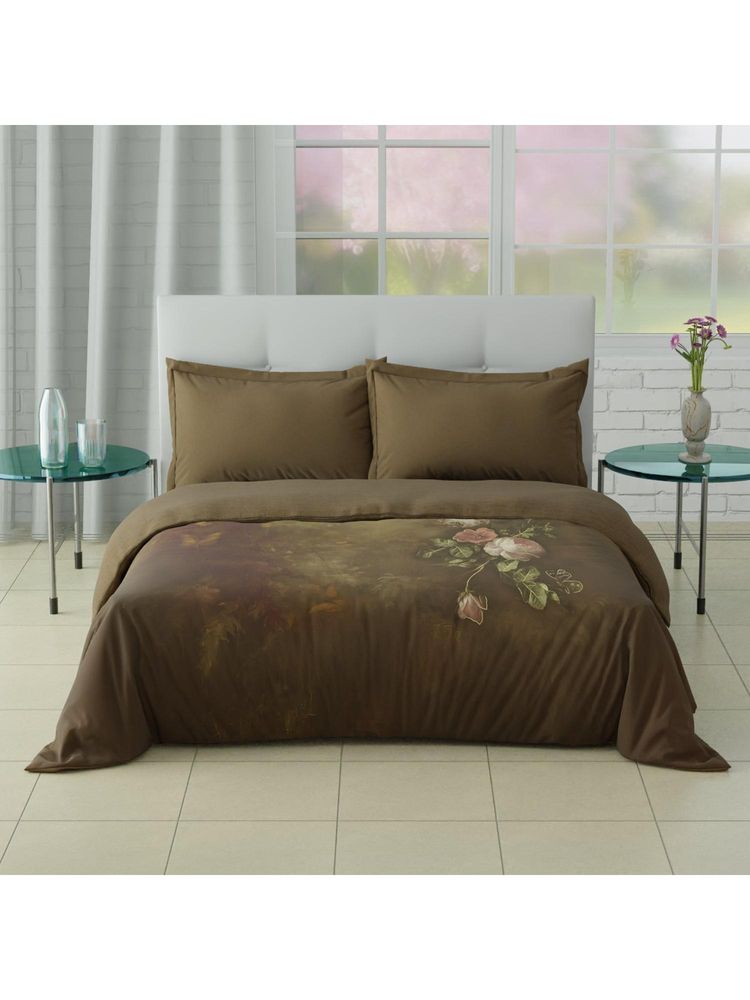 SPACES Elegance Noir 100% Cotton 200 Tc Floral Winter Double Quilt Brown - Brown-image-18