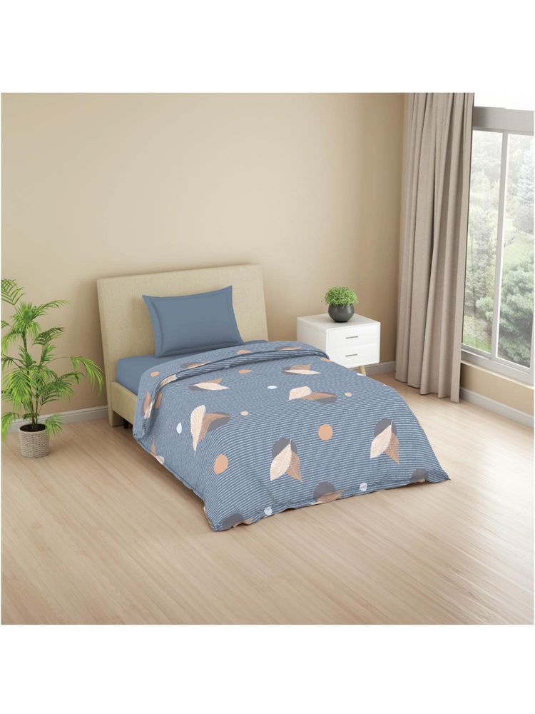 Welspun Somara Microfiber 90 Tc Soft Percale Floral Single Quilt Blue - Blue