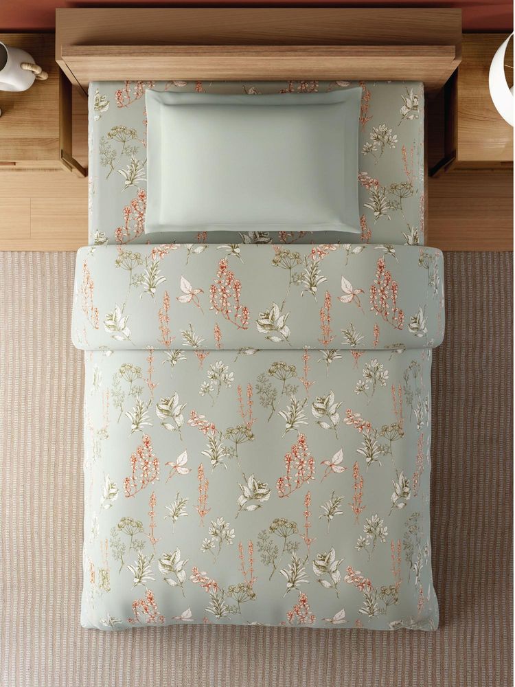 SPACES Zera Hypro Cotton 233 Tc Percale Floral Single Quilt Light Grey - Grey-image-16