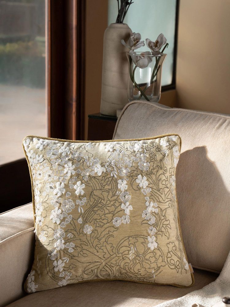 Maspar Cotton Embroidered Square Cushion Cover for Sofa & Bed Decor - Green (M)-picture-18