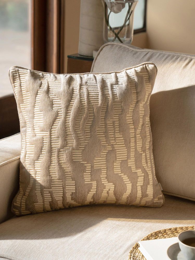 Maspar Cotton Embroidered Square Cushion Cover for Sofa & Bed Decor - Off White (M)-picture-28