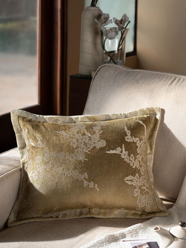 Maspar 100% Cotton Embroidered Rectangular Cushion Cover for Sofa & Bed Decor - Green (M)-picture-19