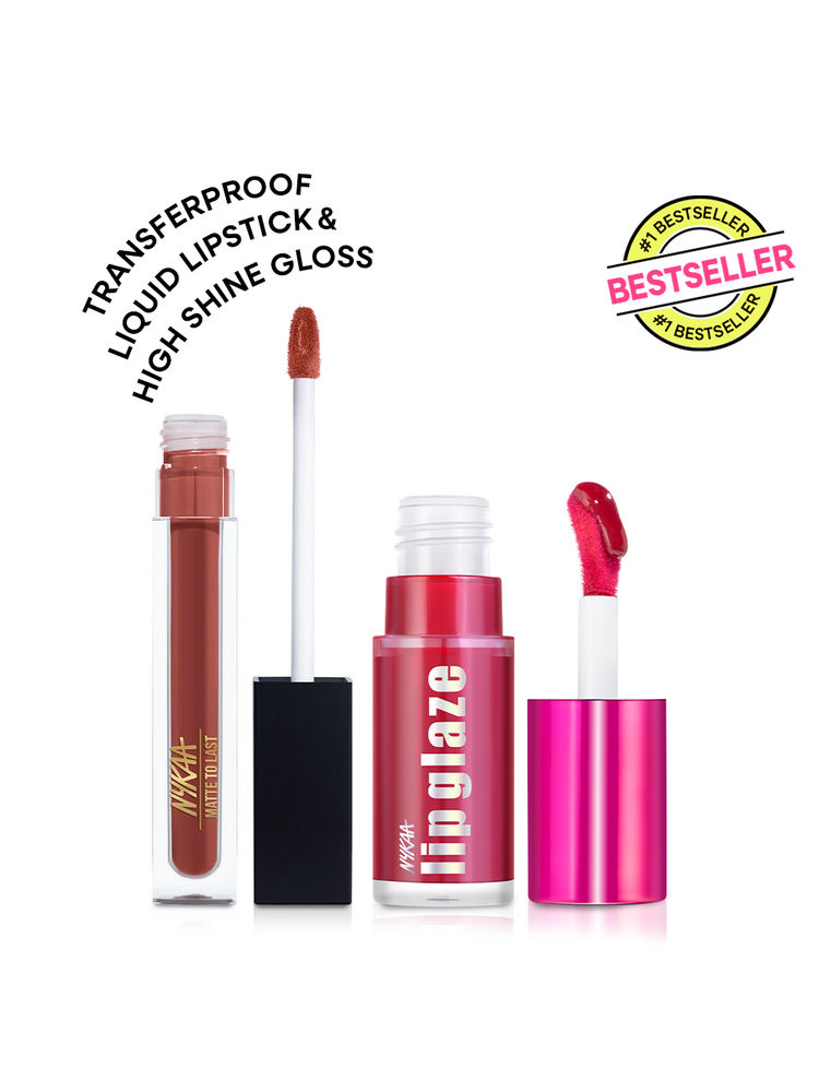 Nykaa Cosmetics Matte to Last Liquid Lipstick + Lip Glaze Gloss Combo