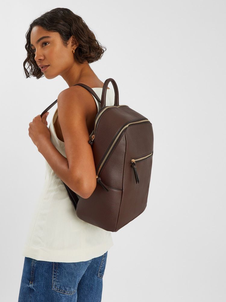 Accessorize London Women Brown Smart Zip Around Backpack-picture-22