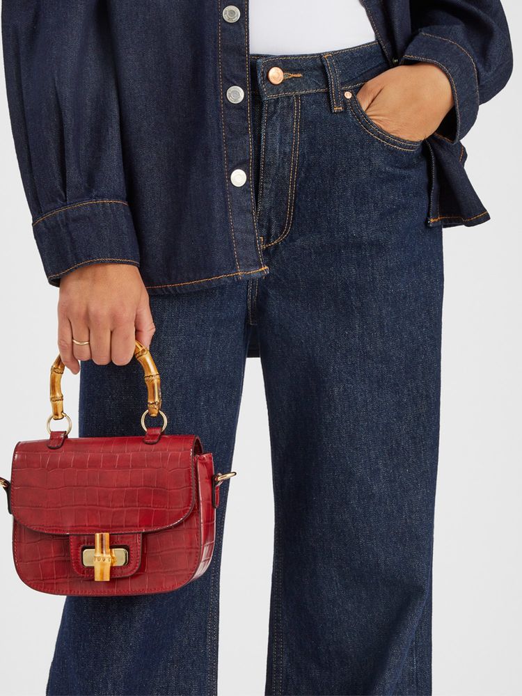 Accessorize London Women Red Bamboo Handbag with Detachable Strap-image-44